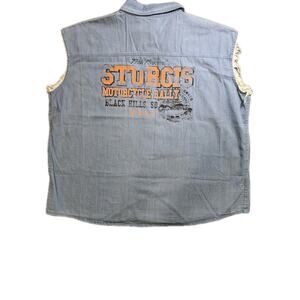 Biker Clothing Sturgis Rally 2017 77th Denim Button Down No Sleeves 3XL
